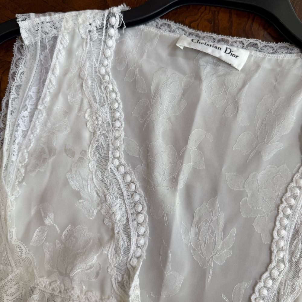 Christian Dior Vintage White Nightgown Sleeveless Floral Roses - Picture 12 of 14